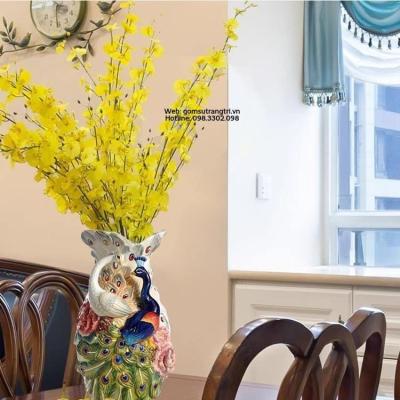 BÌNH CẮM HOA HỌA TIẾT ĐÔI CÔNG